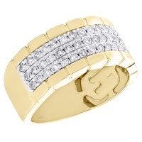 10K Gelbgold Herren Diamant Pavé Ring Rund 1 CT Anniversary Band