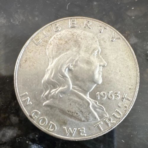 1963 Franklin Half Dollar Philadelphia 50C 90% Silver Business Strike Coin