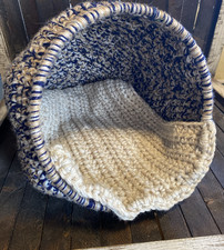 Handmade Crochet Earth Tones Cat Cave Pod Bed Hideaway Warm With Crochet Pad