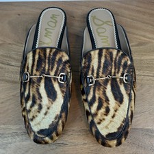 New 160 Womens Sam Edelman Linnie Bit Mule Slides Calf Hair Shoes Size 5.5 M