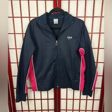 Vintage Nike Navy and Pink Zip Up Activewear Track Jacket Large
