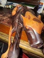 African Ironwood 18” Mother& Cub Statue Heavy 2 Tone Wood Carving