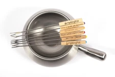 The Official Melting Pot 8-piece Fondue Set -2 Qt. Stainless Steel Pot with l...