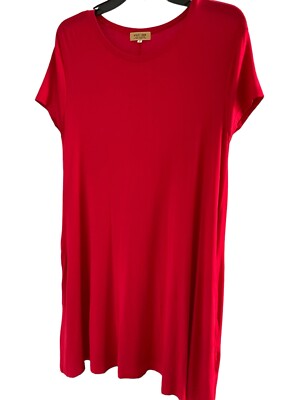 piko short sleeve dress Piko Women Red Scoop Neck Short Sleeve Stretch Comfort Fit Casual Mini Dress M