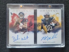 2017 Origins DESHAUN WATSON & MIKE WILLIAMS RC ON CARD DUAL AUTO BOOKLET SSP /10