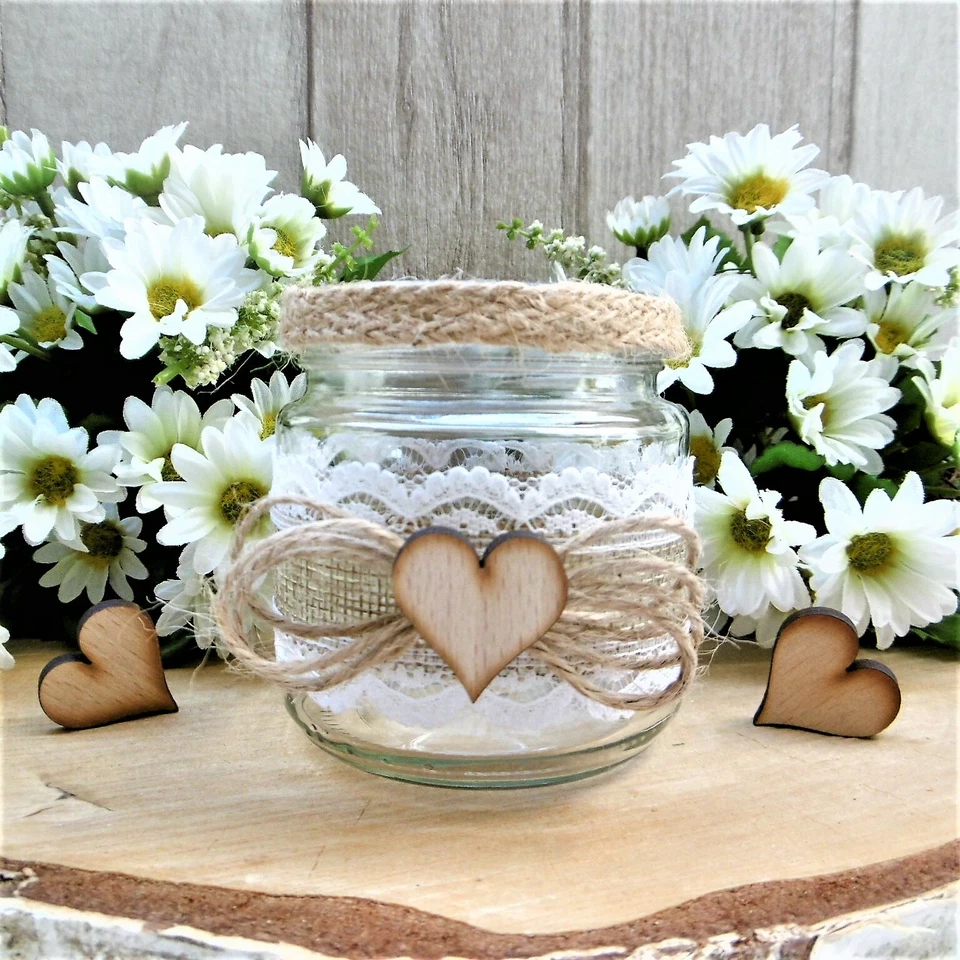 5 x Windlicht Teelichthalter Vase Vintage Landhaus Deko Glas Tischdeko Hochzeit - Bild 2 von 4