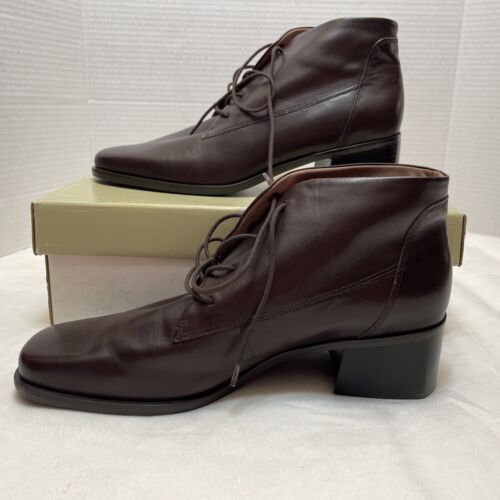 easy spirit Shoes Womens 10 M Bootie Esauto Brown Leather Ankle Boot Lace Up - Picture 5 of 9