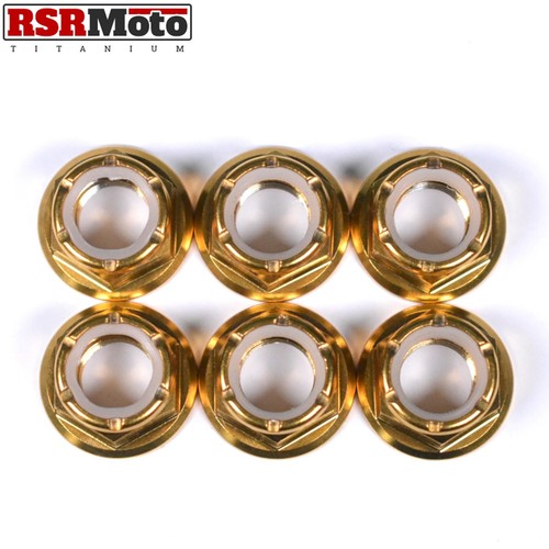 Tuercas de piñón autobloqueantes Kawasaki ZXR400 ZXR750 ZX7R ZX9R titanio Nyloc, dorado - Imagen 3 de 4