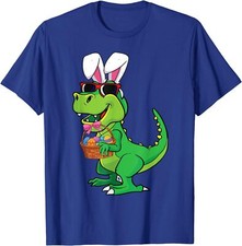 Easter Boy T-Rex Funny Bunny Dinosaur Eggs Basket Unisex T-Shirt