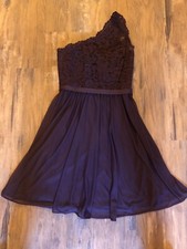 Davids Bridal Purple One Shoulder Formal Bridesmaid  Cocktail  Short Dress Sz 2