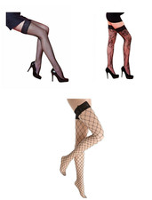Womens  Net Hold Ups Whale Net Fishnet Thigh High with ace Tops Stay ups 