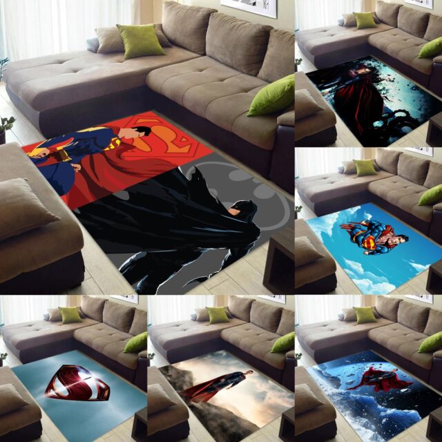 Superman Area Rugs Living Room Bedroom Flannel Carpet Anti-slip Floor Mat Gift