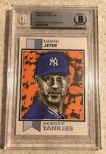 Derek Jeter Original Art Sketch Card New York Yankees 1/1 BAS