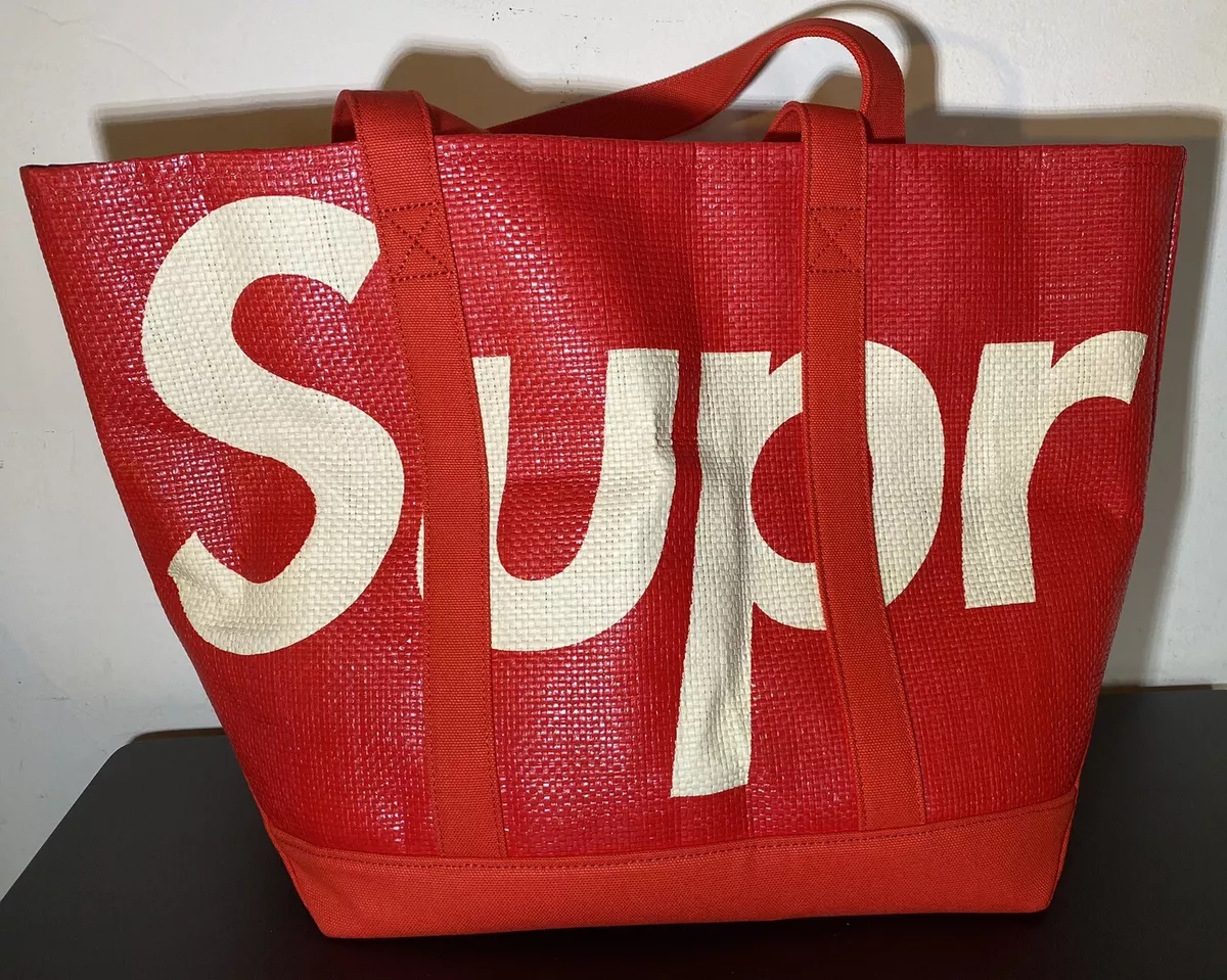 supreme raffia tote