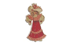 Merrimack Publishing Corp Lady In Red Cardboard Christmas Ornament 1984