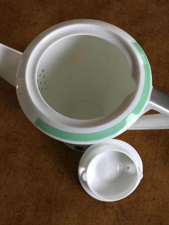 Shelley Eve 12480 Green Silver Lines Demitasse Set 6x Tazas Platillos Cafetera Foto 4 de 4