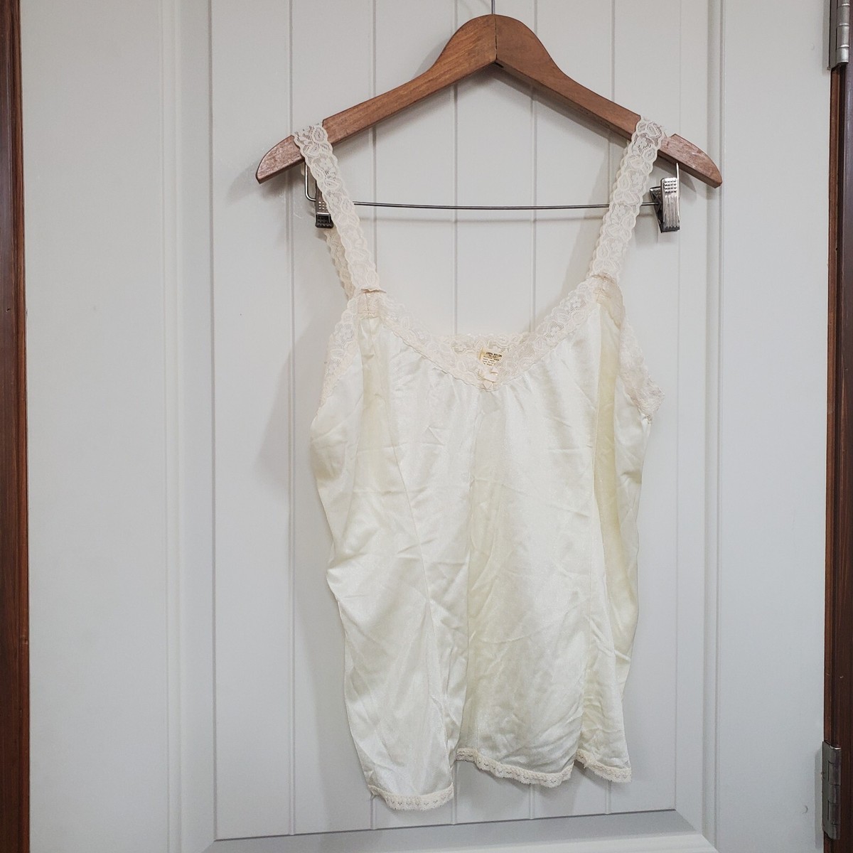 Vintage Satin Camisole Unbranded Lace Bow Cream Made In USA | eBay