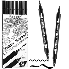 Black Fabric Markers, Dual Tip Fabric Paint Markers, Permanent Fabric Pens for 