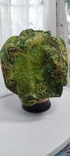 Bouffant surgical scrub hat cap women green brown leaves fall batik