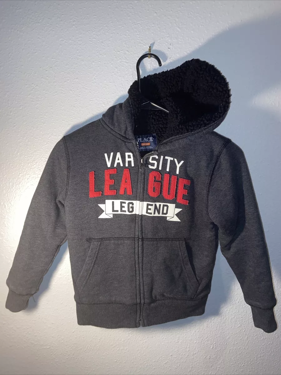 THE CHILDREN S PLACE boys hoodie size 5 6 sherpa lined gray warm Varsity League