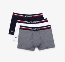Image of Lacoste 3 Pack Iconic Trunks with Three Tone Waistband Navy