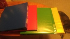 Lot of 4 3 Ring Paper Binders Folders School Office Green Red Yellow Blue