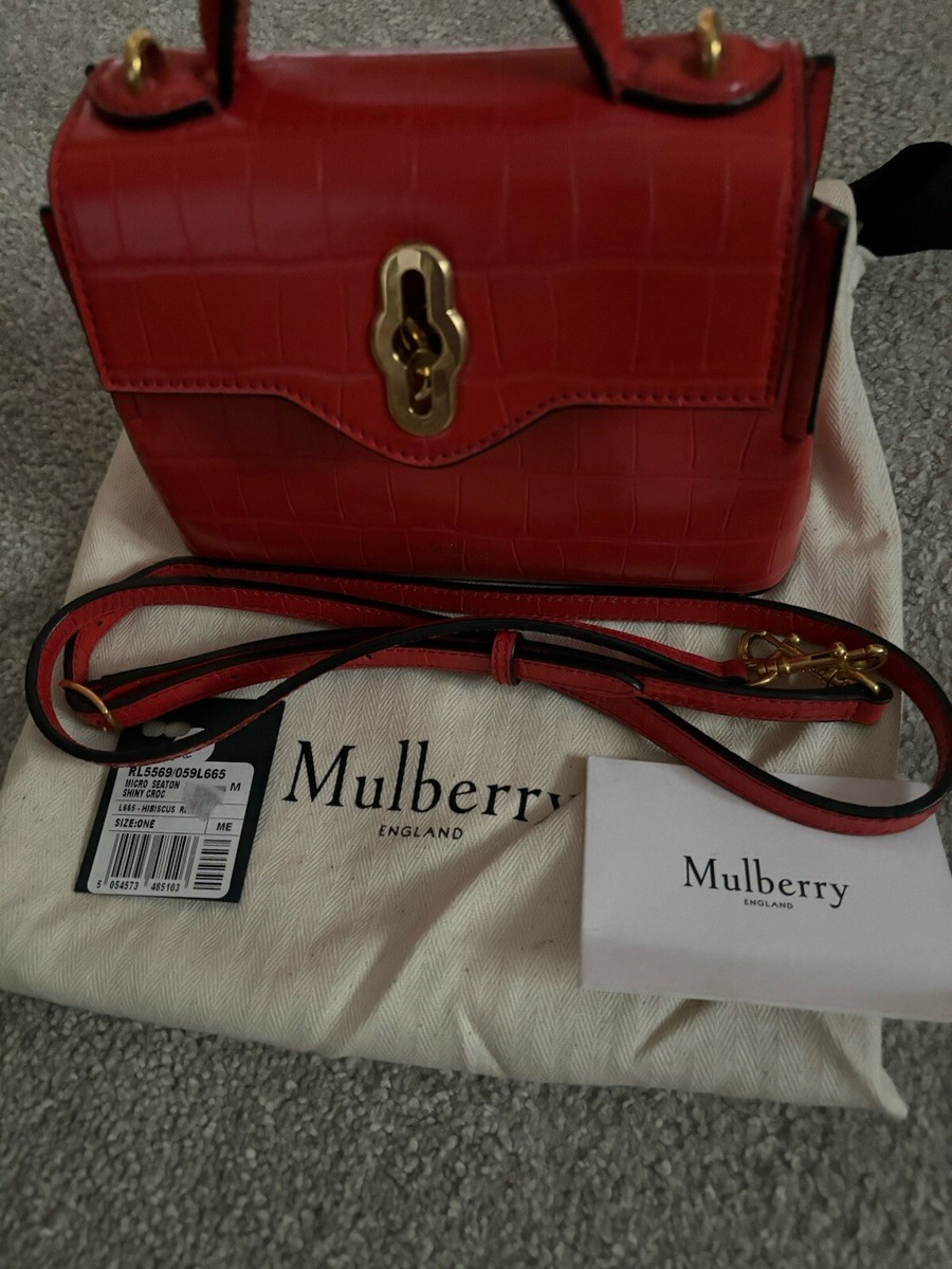 Mulberry Micro Seaton Croc Embossed Leather Cross Body Bag