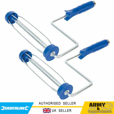 2 x Heavy Duty Silverline 9'' Roller Frames Galvanised Steel Thick-Gauge Shaft