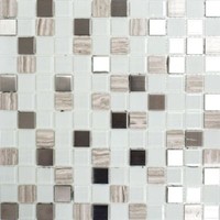 Selbstklebends Glasmosaik Weiss Silber KüChenrüCkwand Fliesenspiegel WB200-4CM32