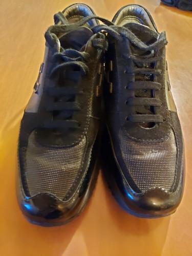 Hogan sneaker donna, interactive, nero, pelle scamosciata, 2019, 35 35.5 36  36.5 37 37.5 38 38.5 39 40 raffaello network zeppa neri - Stileo.it