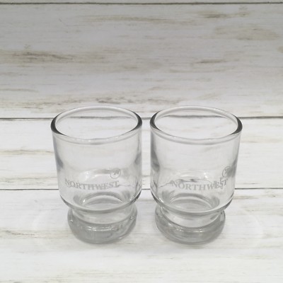  Anchor Hocking 2.5oz Northwest Airline Whiskey Jigger Shot Glasses Set of 2
