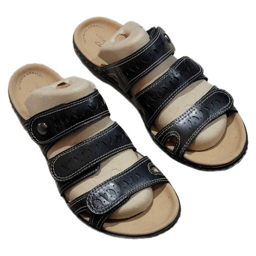 Clarks Lorieann Dee schwarze Ledersandalen 10 W Neu ohne Etikett