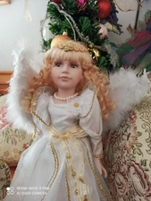 Christmas Angel Porcelain Doll H 47 Gift Idea New Rare