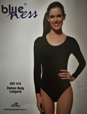 618 Damen Body Langarm Tanz Sport Bodysuit Slipbody M-38 Schwarz 1