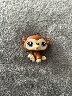 Littlest Pet Shop authentisch # 1347 dunkelbraun hellbraun Schimpanse Affe lila Augen
