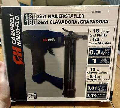 CAMPBELL HAUSFELD - 2 In 1 Nailer/Stapler - 18 Gauge Nails / 1/2 Inch Staples