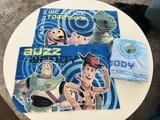 Disney Pixar Toy Story 3 Pc FULL Flat Sheet  2 Pillow Case -Woody-Buzz-Rex-Hamm