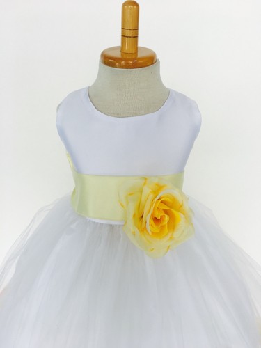 Flower Girl Dress Bridesmaid White Rose Petal Birthday Recital Pageant Easter 24 - 第 115/177 張圖片