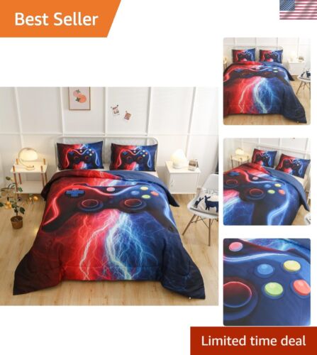 Gamer Gaming Bedding Sets Tie Dye Lightnings Gamepad Comforter Set for Boys G...