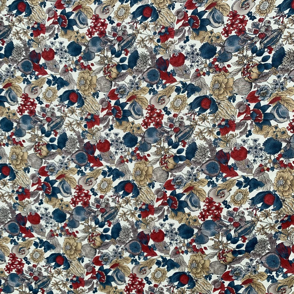 New HSoleil Fabric 8.5yds Wonder Forest Dress Rayon Blue Rust Flower Japan - Image 2 of 4