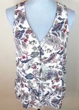 Women's Small Daniel Rainn Multicolor Paisley Sleeveless Tank Blouse Top