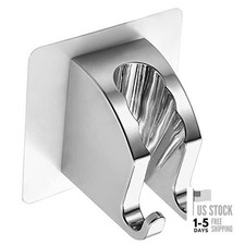 Handheld Shower Head Holder with 2 Hanger Hooks Strong Adhesive 1 Pack Chrome