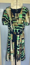 Webster Miami Dress M Target geometric faux wrap Blue teacher Career Party Midi