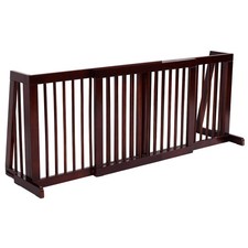 PETSITE 28"-80" Adjustable Wooden Pet Dog Gate, Freestanding Step Over Fence ...