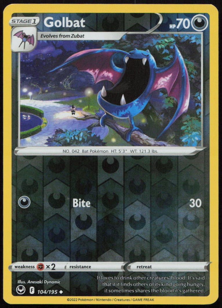Golbat 104/195 NM Silver Tempest Uncommon Reverse Holo Pokemon