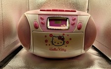 Hello Kitty Pink/White Boombox CD Player AM/FM Radio Cassette Recorder Working