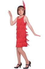 Red Fashion Flapper Child Gatsby Costume L 