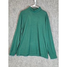 LL Bean Traditional Fit Carefree Unshrinkable Turtleneck Green Mens XL Reg Work