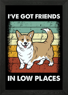 Corgi Got Friends Vintage gerahmtes Wandbild Poster Leinwanddruck Bild
