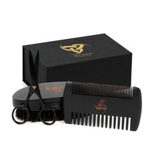 Woden Beard Maintenance Kit Luxury Black Brush Comb Scissors Bristle Travel